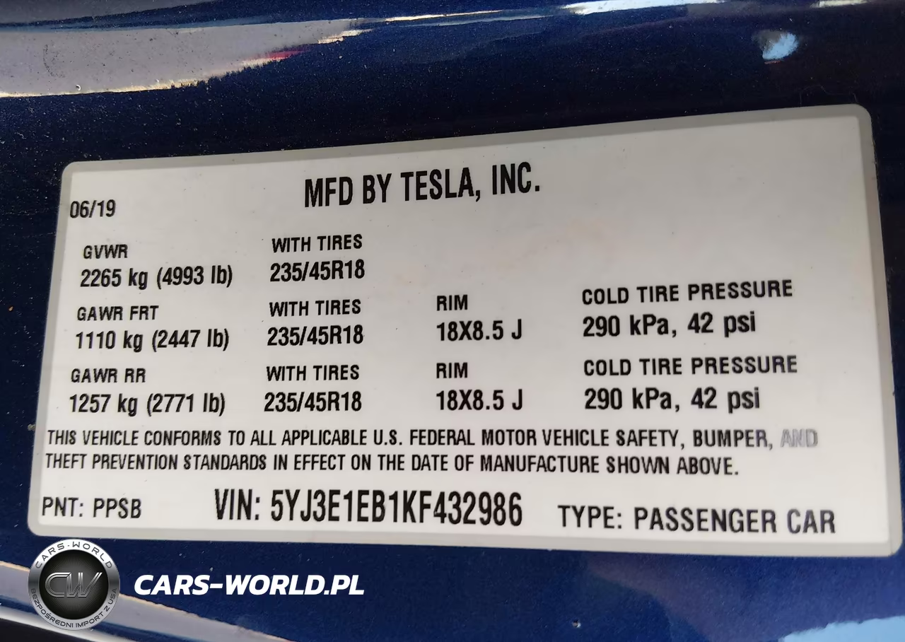 2019 Tesla Model 3 Long Range-Performance VIN:5YJ3E1EB1KF432986 - 9