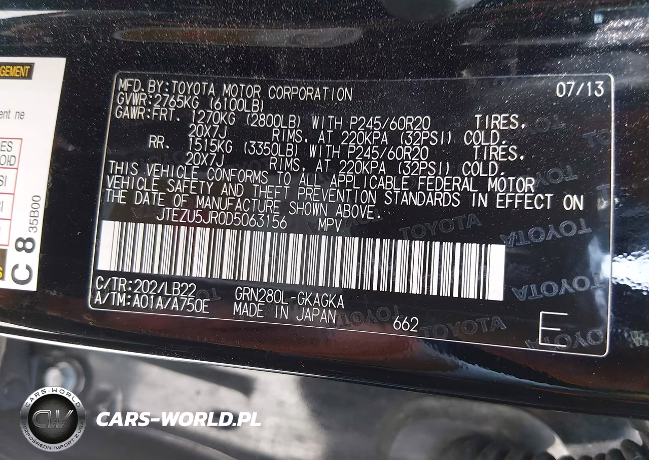 2013 Toyota 4Runner Limited VIN:JTEZU5JR0D5063156 - 9
