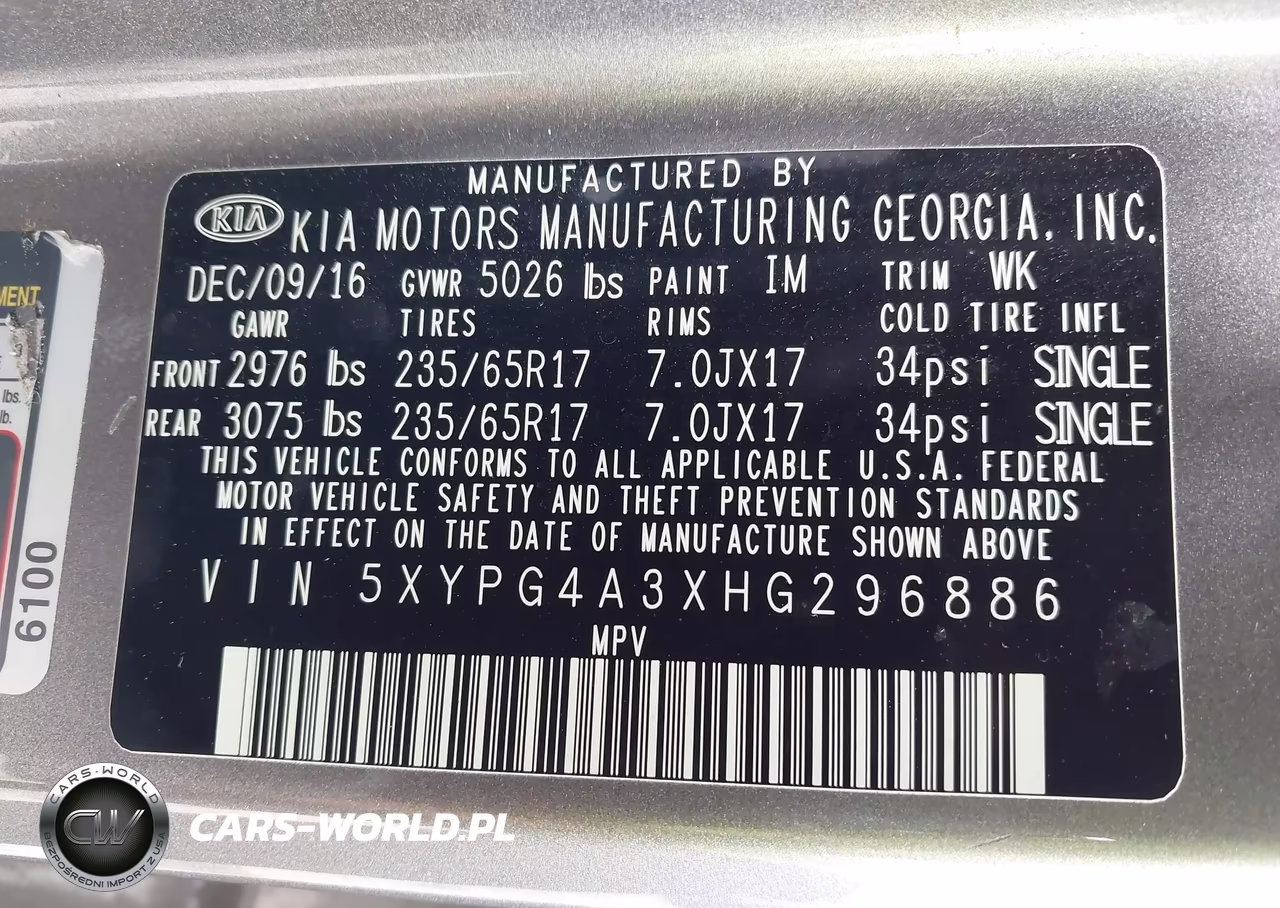 2017 Kia Sorento 2.4L Lx VIN:5XYPG4A3XHG296886 - 9