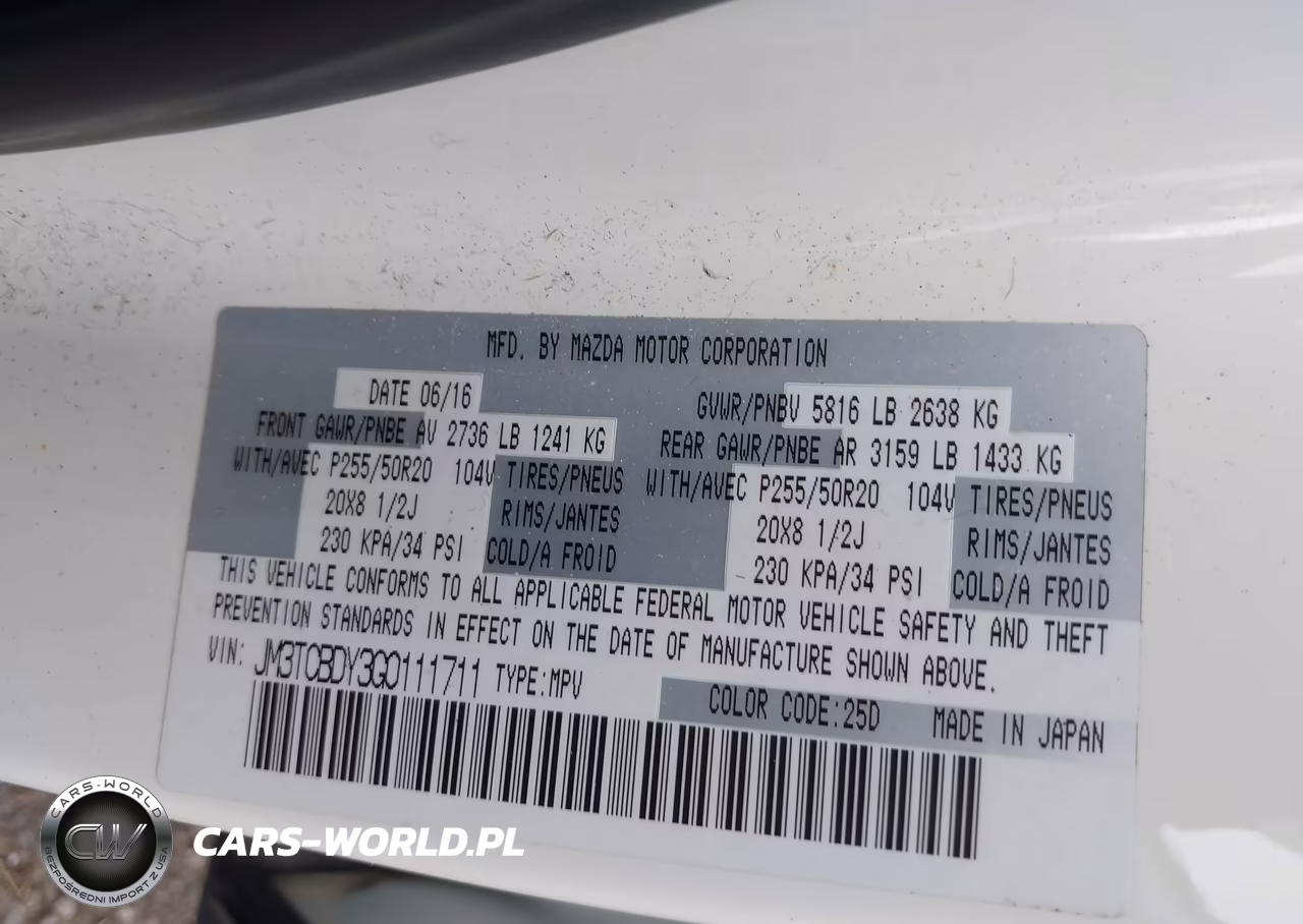 2016 Mazda Cx-9 Grand Touring VIN:JM3TCBDY3G0111711 - 9