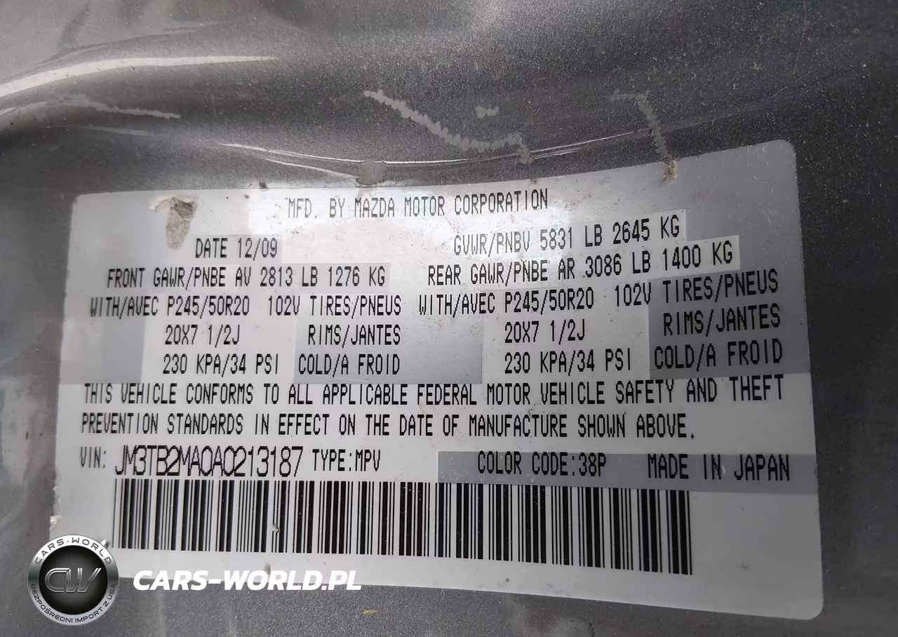 2010 Mazda Cx-9 Grand Touring VIN:JM3TB2MA0A0213187 - 9
