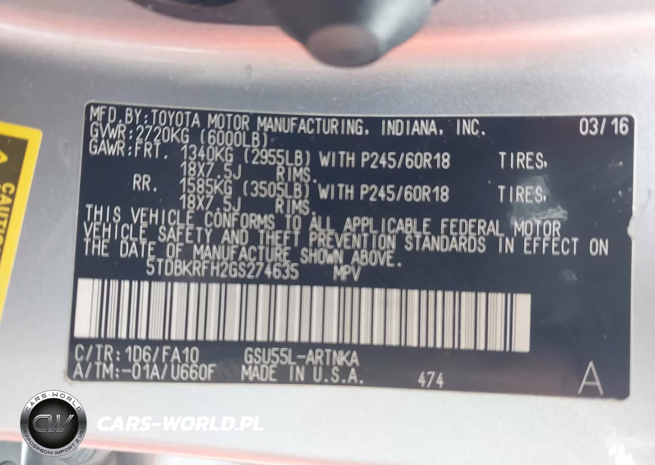 2016 Toyota Highlander Le Plus V6 VIN:5TDBKRFH2GS274635 - 9