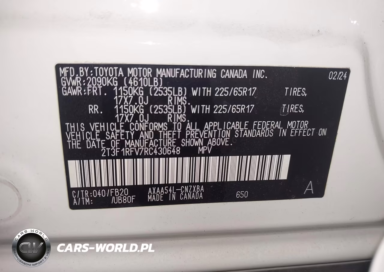 2024 Toyota Rav4 Le VIN:2T3F1RFV7RC430648 - 9