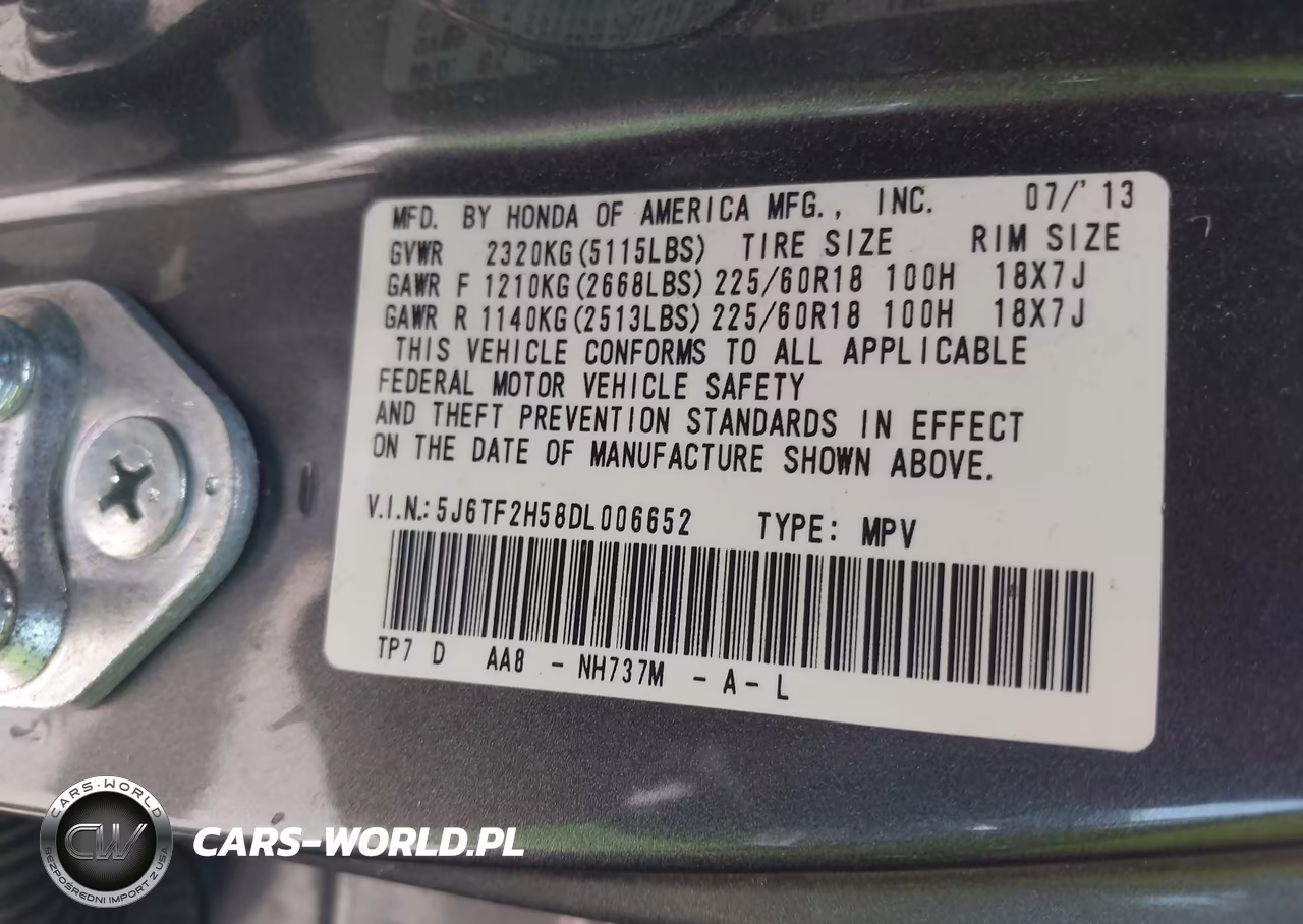 2013 Honda Crosstour Ex-L V6 VIN:5J6TF2H58DL006652 - 9