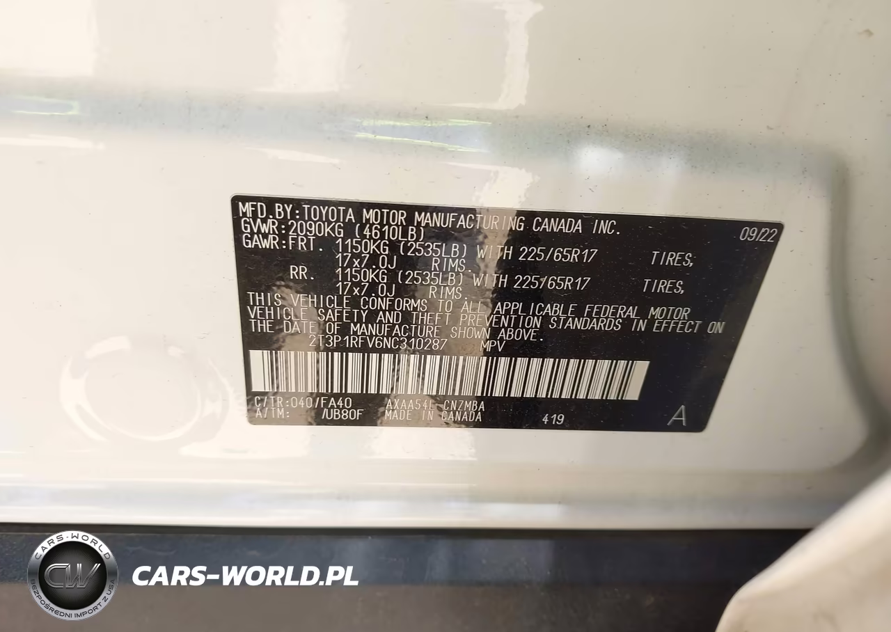 2022 Toyota Rav4 Xle VIN:2T3P1RFV6NC310287 - 9