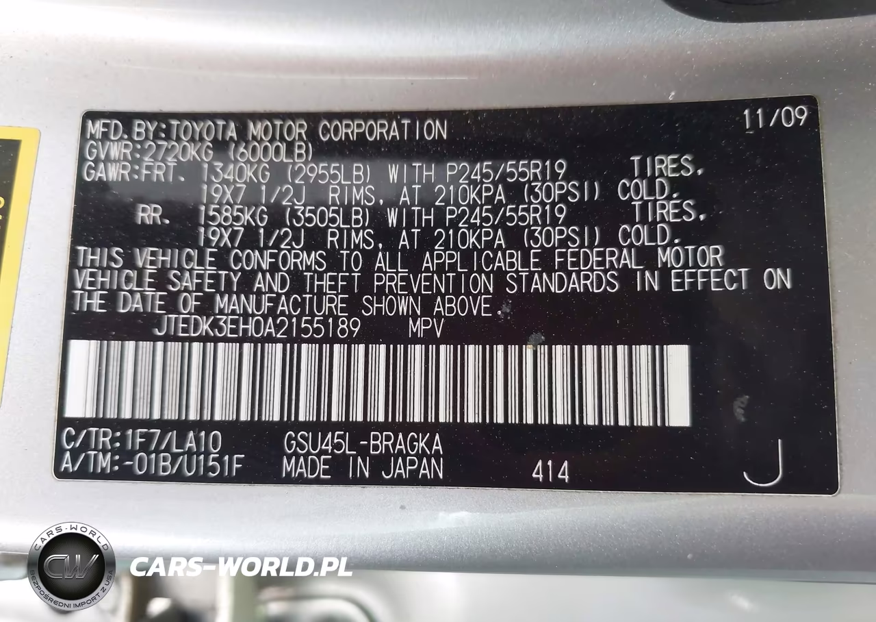 2010 Toyota Highlander Limited V6 VIN:JTEDK3EH0A2155189 - 9