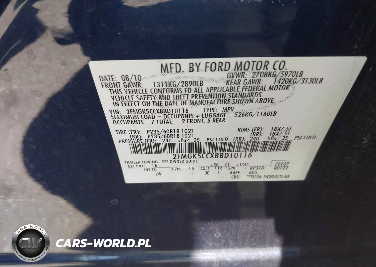 2011 Ford Flex Sel VIN:2FMGK5CCXBBD10116 - 9