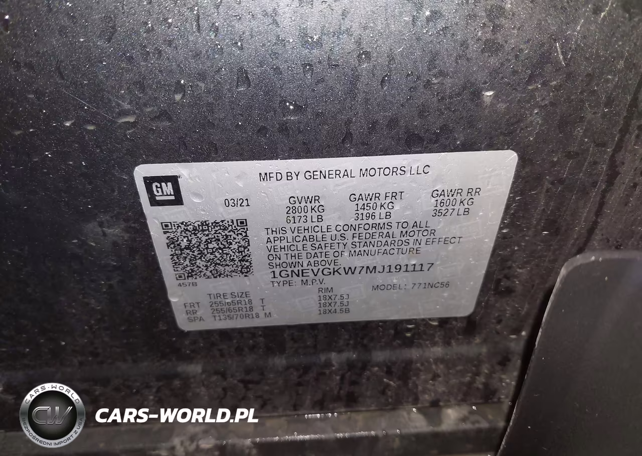 2021 Chevrolet Traverse Awd Lt Cloth VIN:1GNEVGKW7MJ191117 - 9