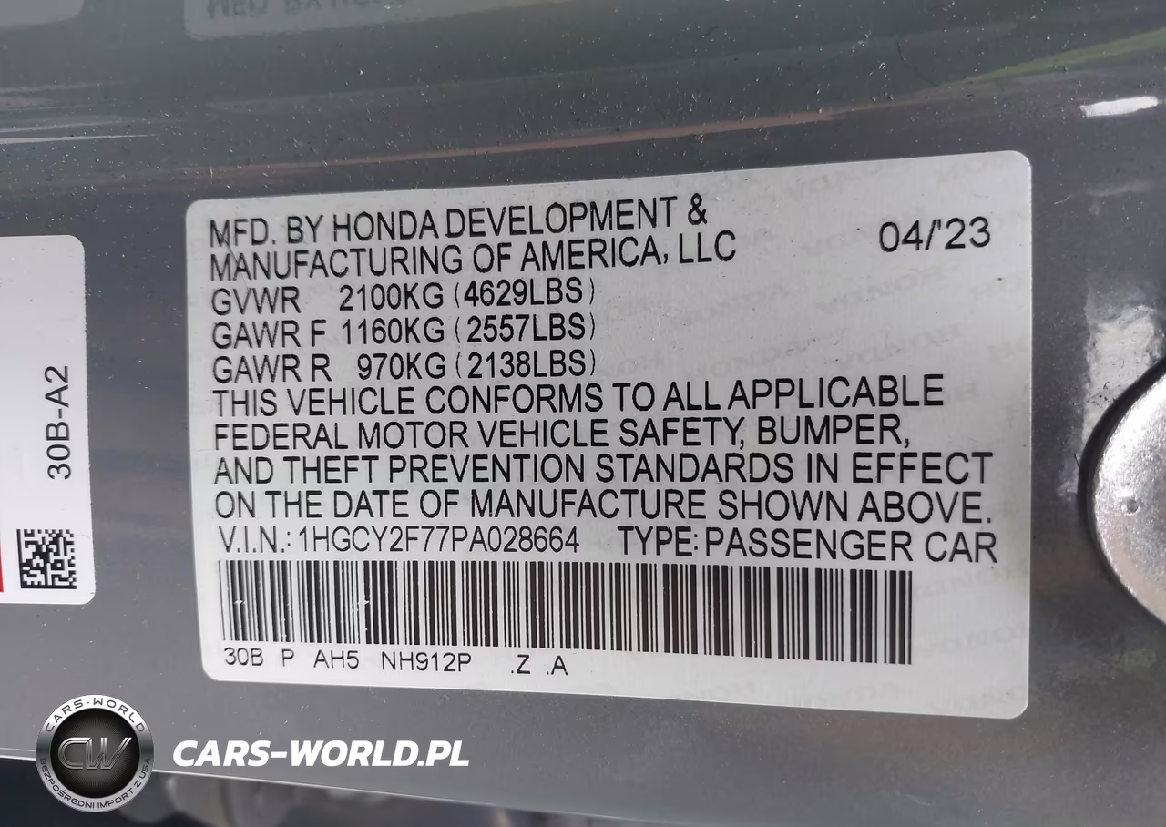 2023 Honda Accord Hybrid Sport-L VIN:1HGCY2F77PA028664 - 9