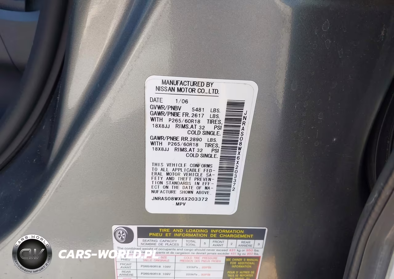 2006 Infiniti Fx35 VIN:JNRAS08WX6X203372 - 9