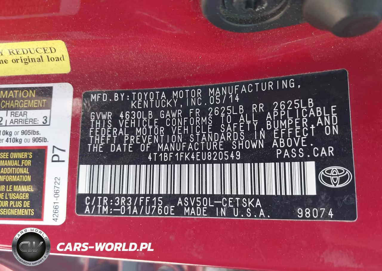 2014 Toyota Camry Se VIN:4T1BF1FK4EU820549 - 9