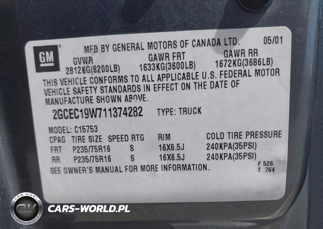 2001 Chevrolet Silverado 1500 VIN:2GCEC19W711374282 - 9