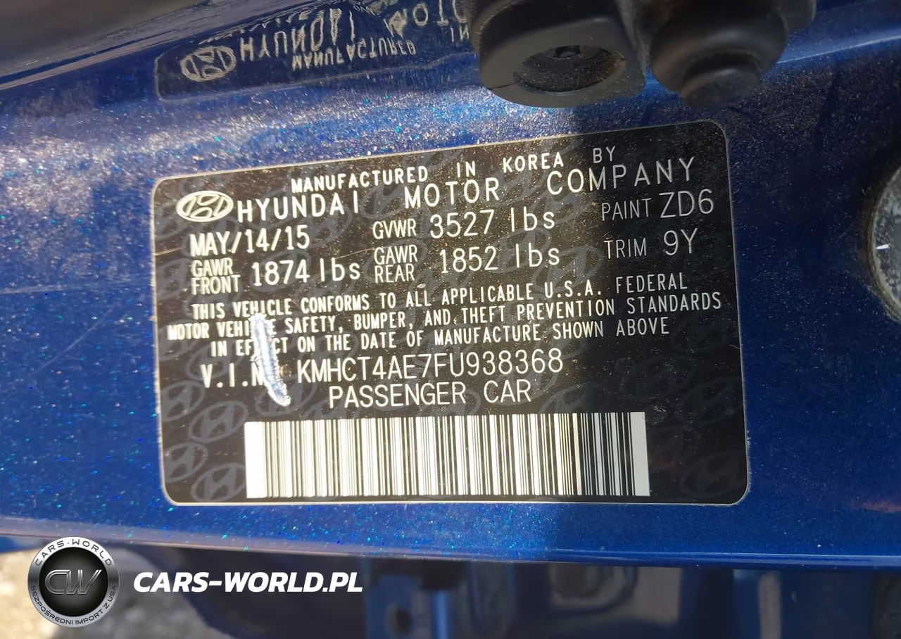 2015 Hyundai Accent Gls VIN:KMHCT4AE7FU938368 - 9