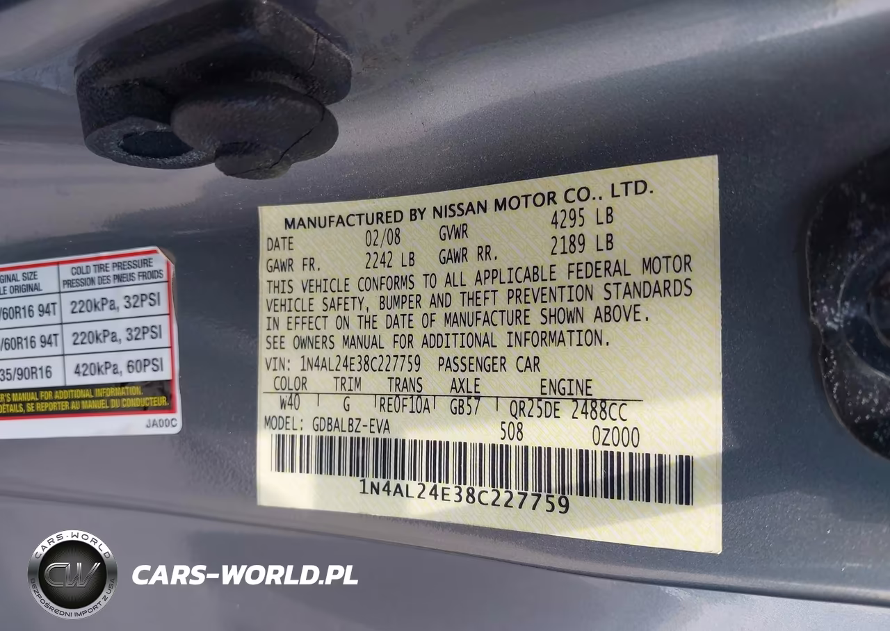 2008 Nissan Altima 2.5 S VIN:1N4AL24E38C227759 - 9