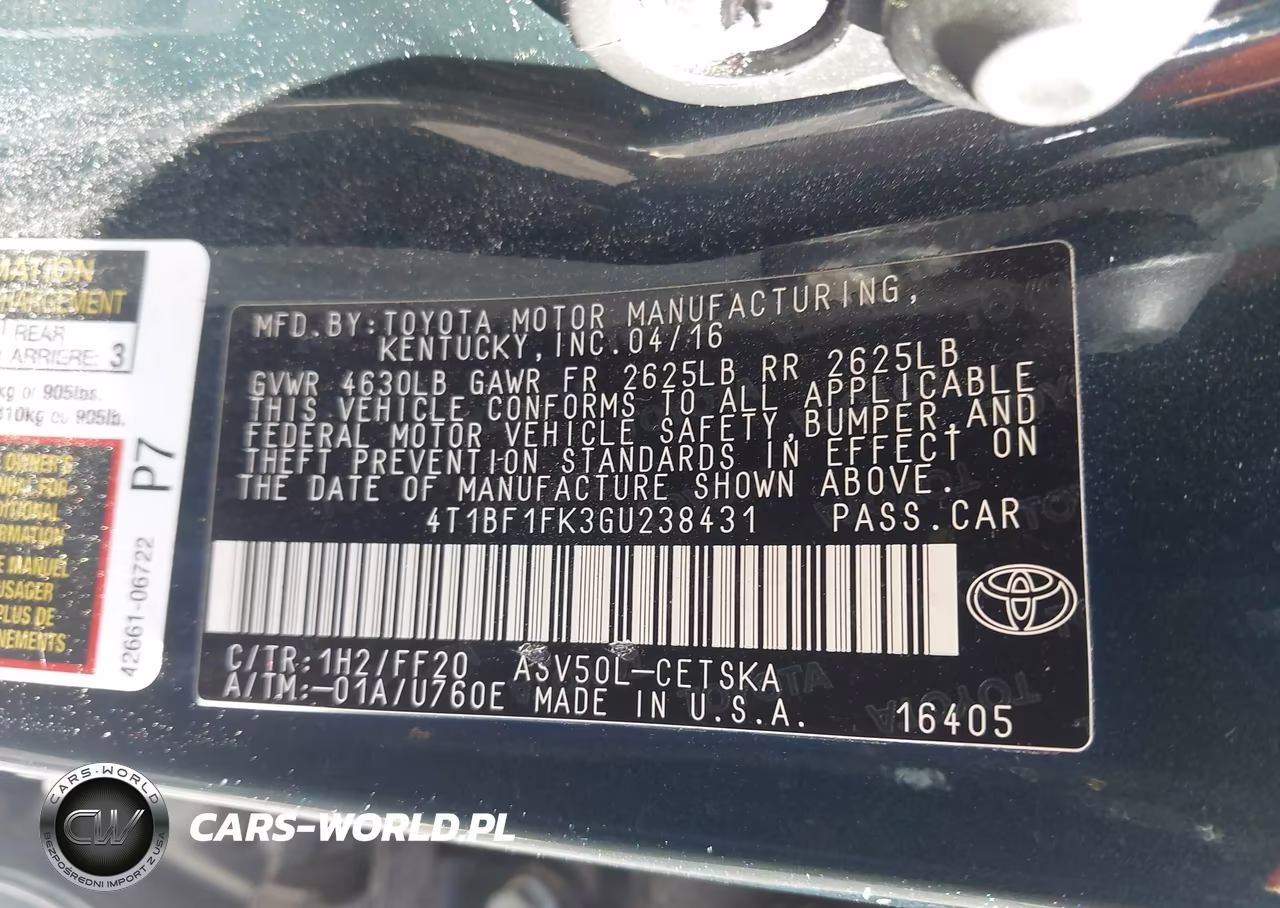 2016 Toyota Camry Se VIN:4T1BF1FK3GU238431 - 9