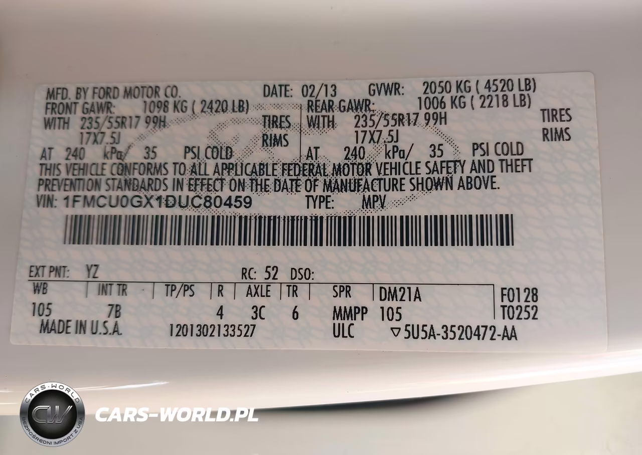 2013 Ford Escape Se VIN:1FMCU0GX1DUC80459 - 9