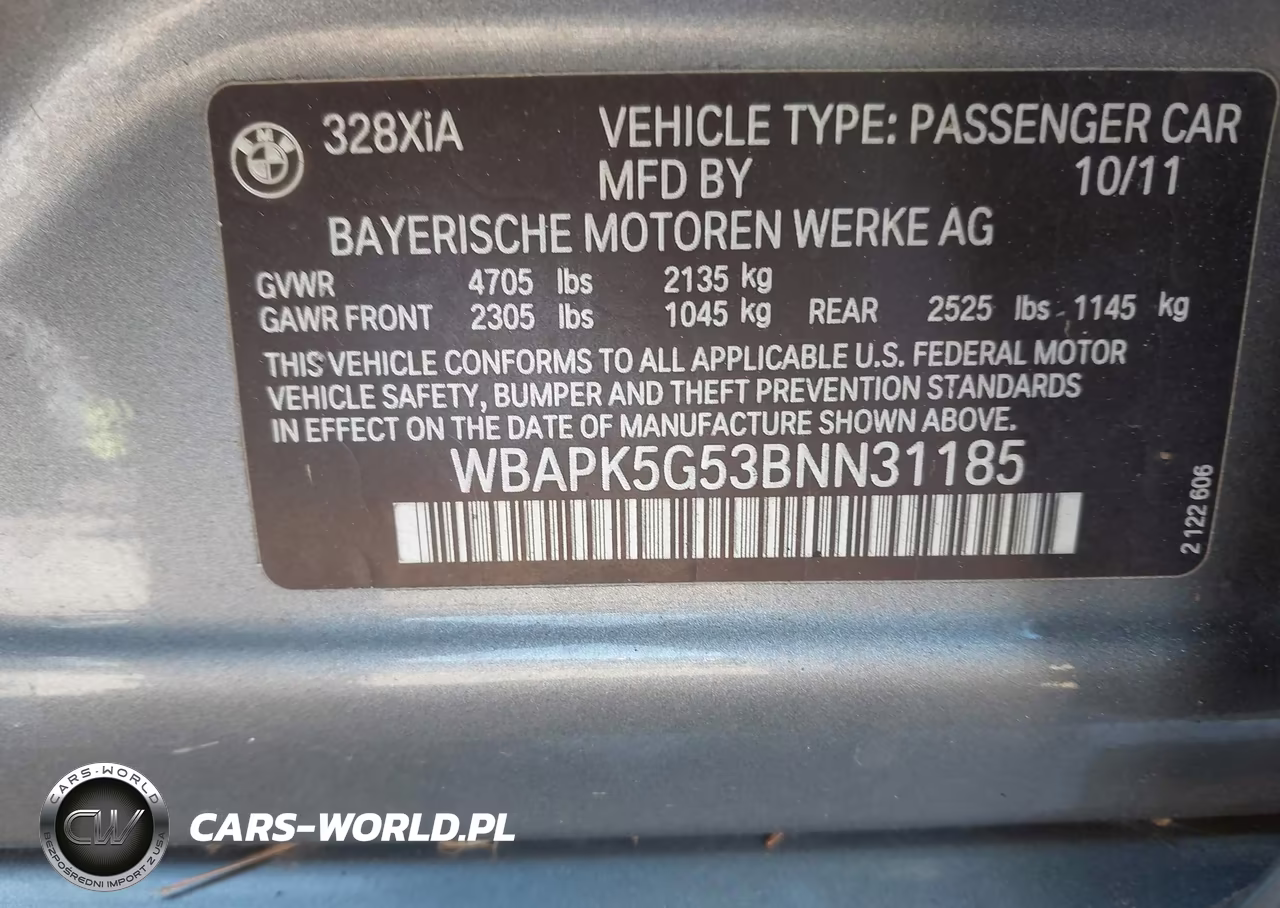 2011 BMW 328I xDrive VIN:WBAPK5G53BNN31185 - 9