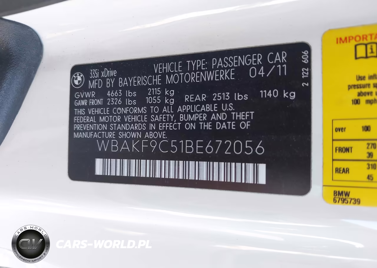 2011 BMW 335I xDrive VIN:WBAKF9C51BE672056 - 9
