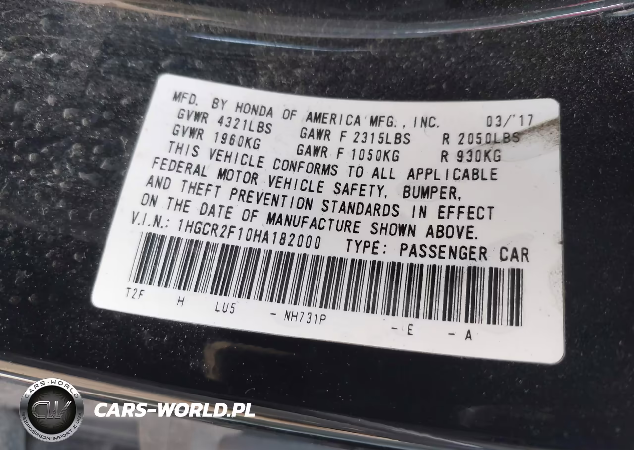 2017 Honda Accord Sport Se VIN:1HGCR2F10HA182000 - 9