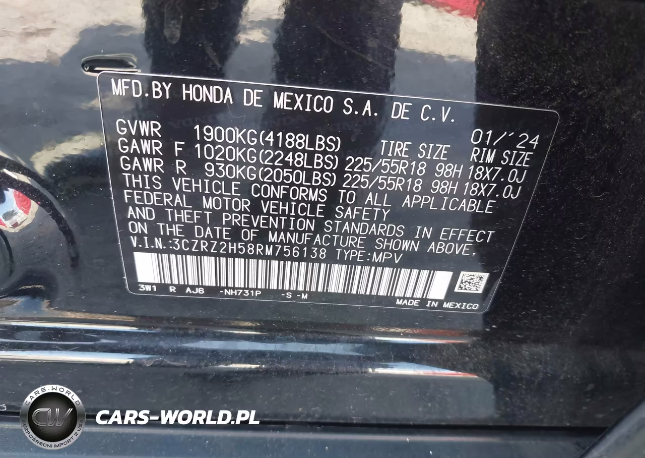 2024 Honda Hr-V Awd Sport-Awd Sport W-O Bsi VIN:3CZRZ2H58RM756138 - 9