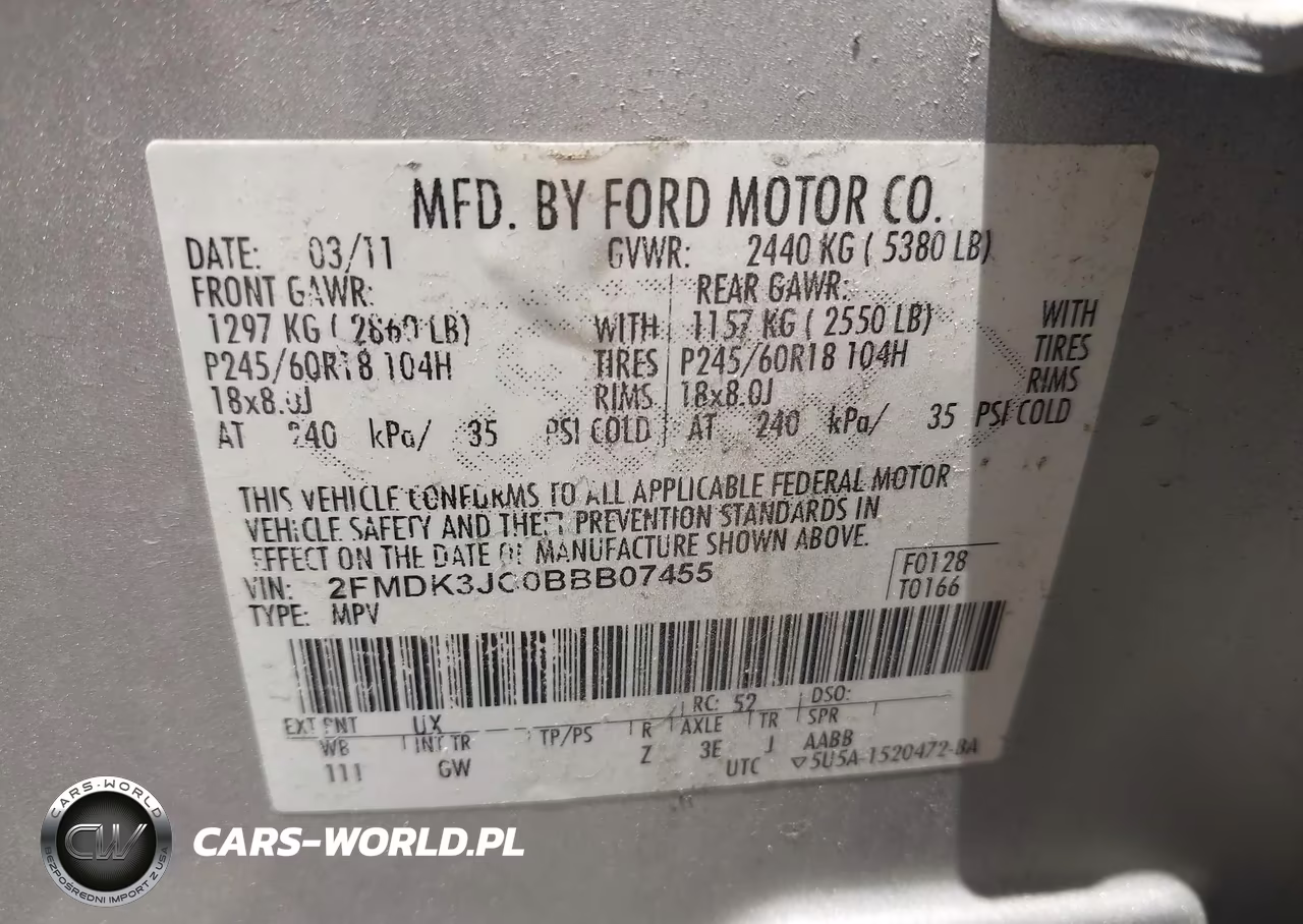 2011 Ford Edge Sel VIN:2FMDK3JC0BBB07455 - 9