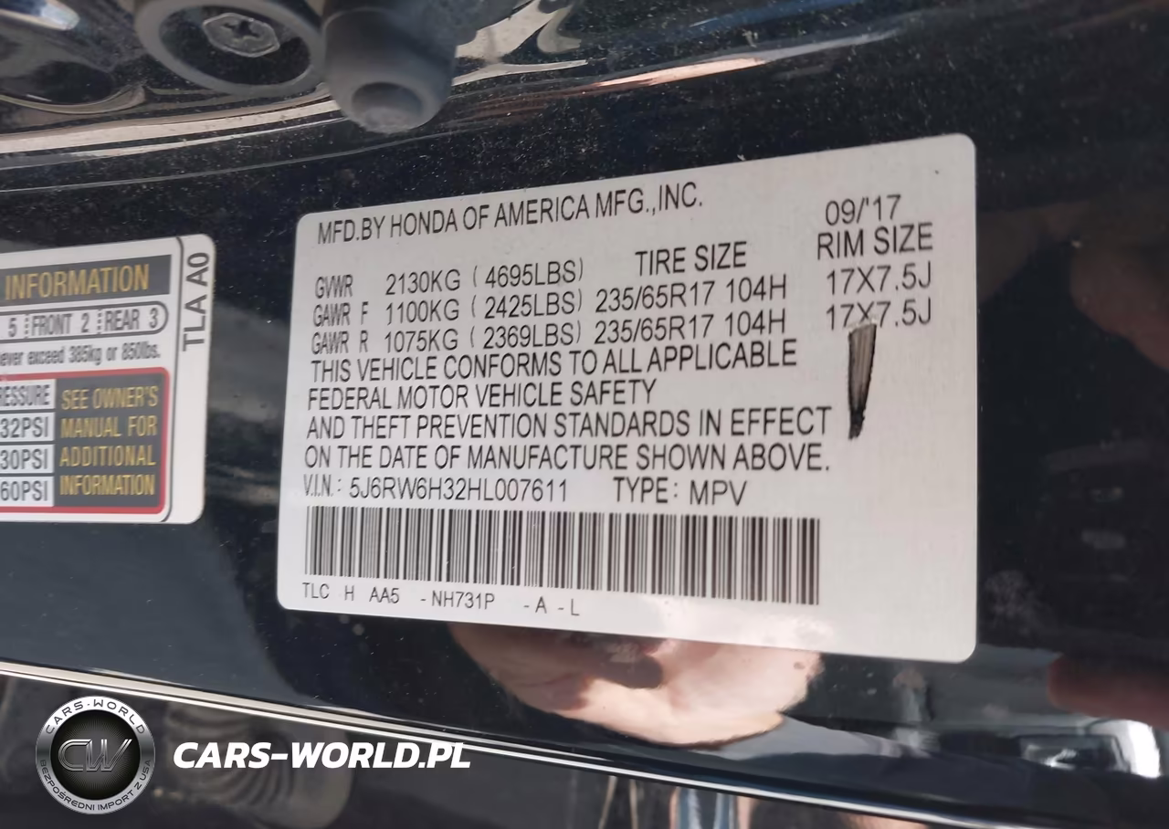 2017 Honda Cr-V Lx VIN:5J6RW6H32HL007611 - 9