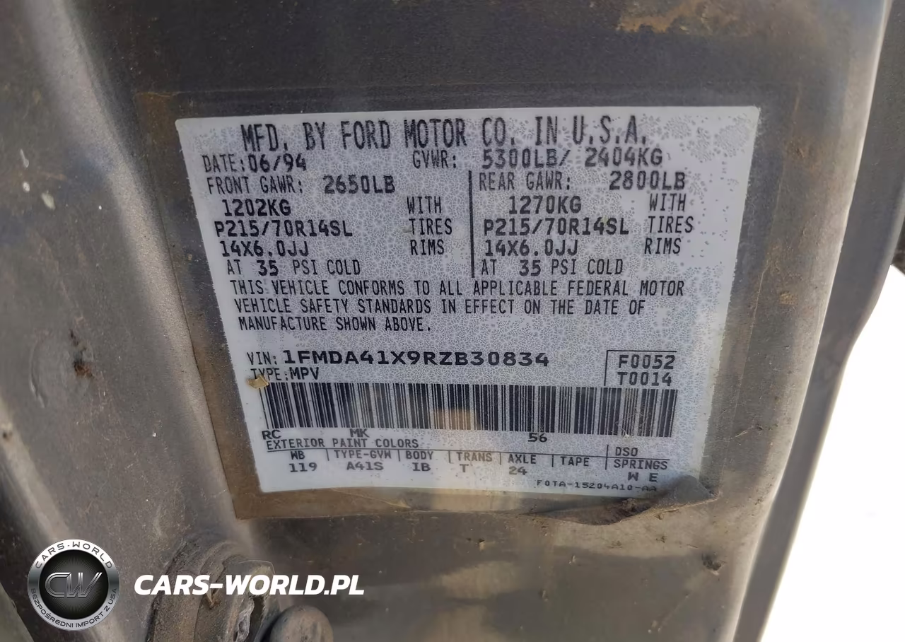 1994 Ford Aerostar VIN:1FMDA41X9RZB30834 - 9