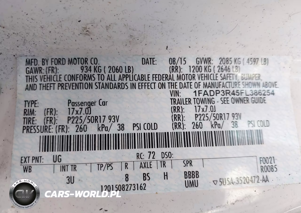2015 Ford Focus Electric VIN:1FADP3R45FL386254 - 9