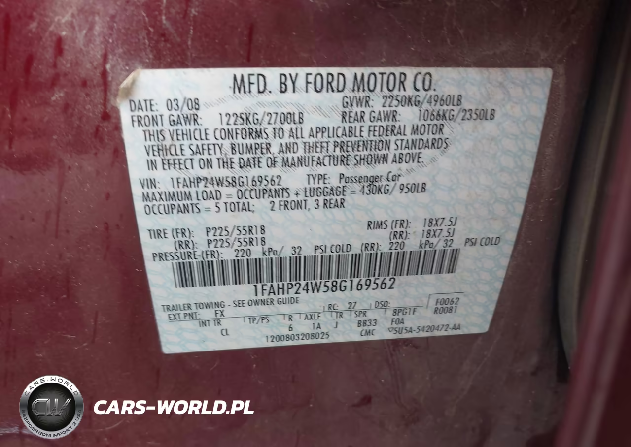 2008 Ford Taurus Sel VIN:1FAHP24W58G169562 - 9