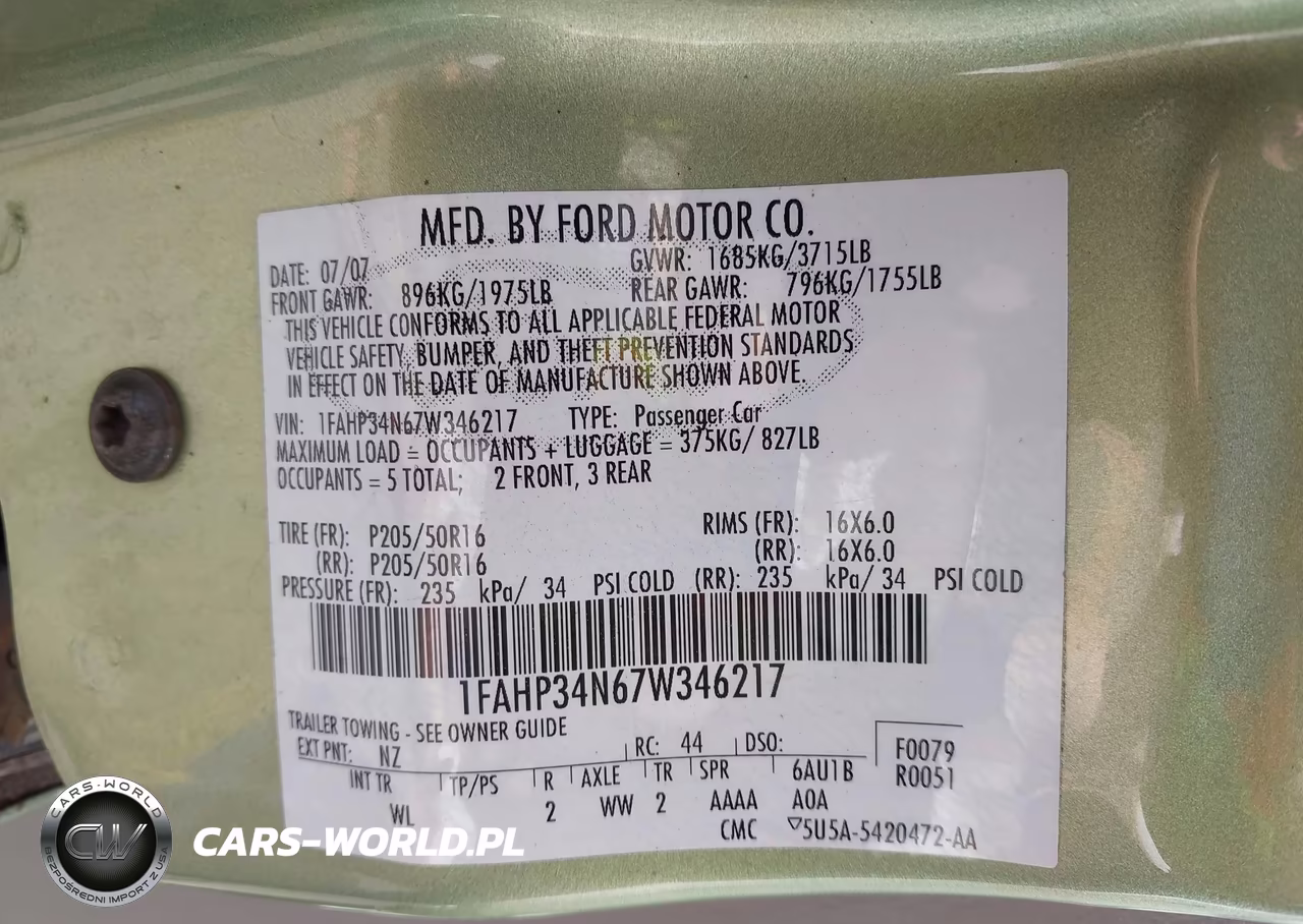 2007 Ford Focus S-Se-Ses VIN:1FAHP34N67W346217 - 9