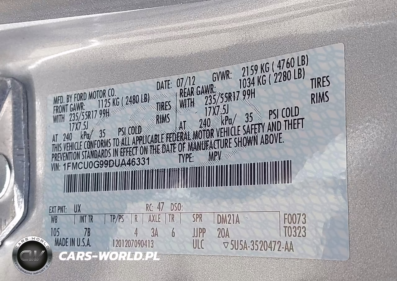 2013 Ford Escape Se VIN:1FMCU0G99DUA46331 - 9