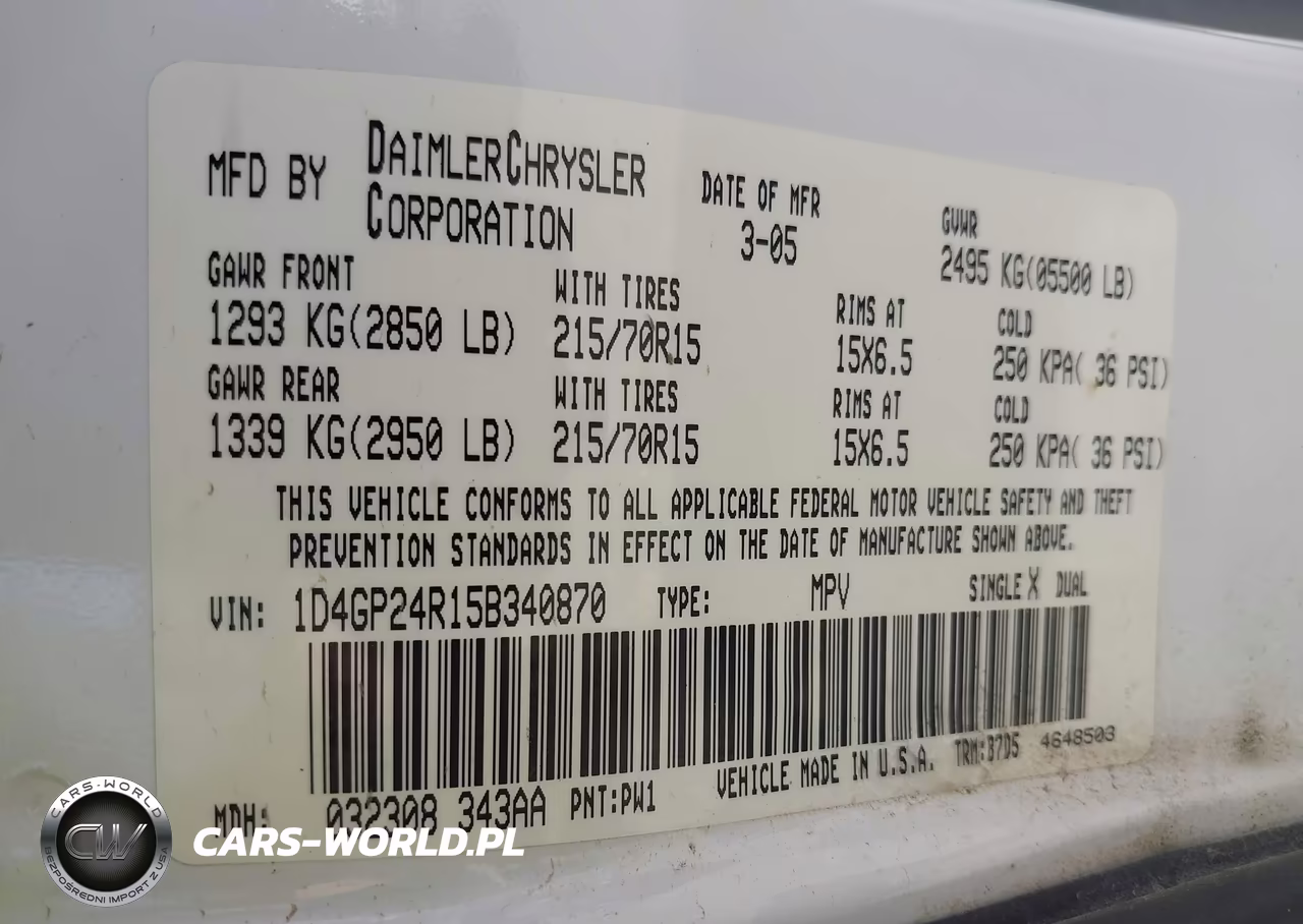 2005 Dodge Grand Caravan Se VIN:1D4GP24R15B340870 - 9