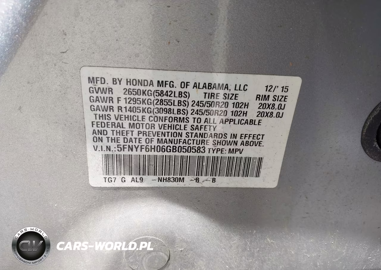 2016 Honda Pilot Elite VIN:5FNYF6H06GB050583 - 9