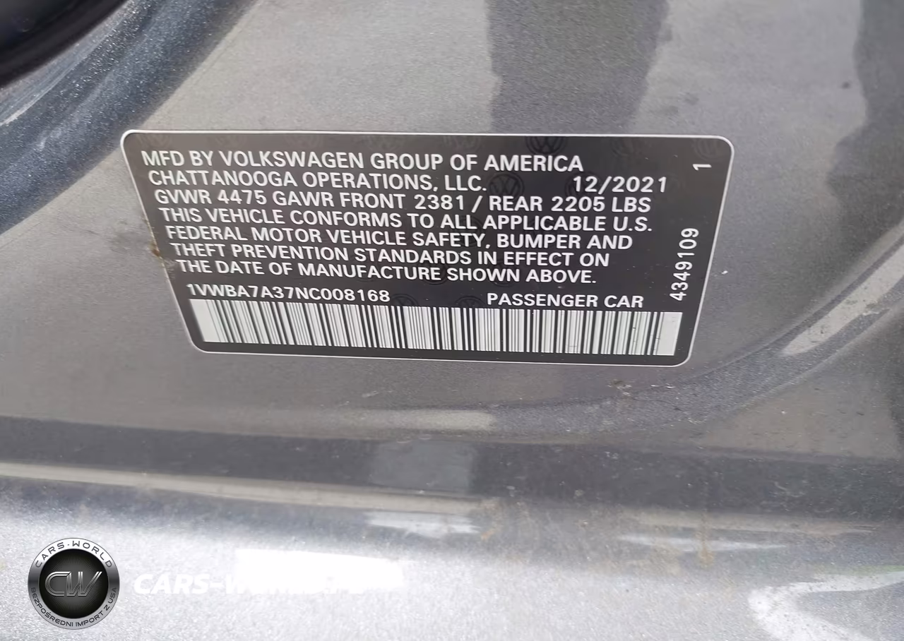 2022 Volkswagen Passat 2.0T Limited Edition VIN:1VWBA7A37NC008168 - 9
