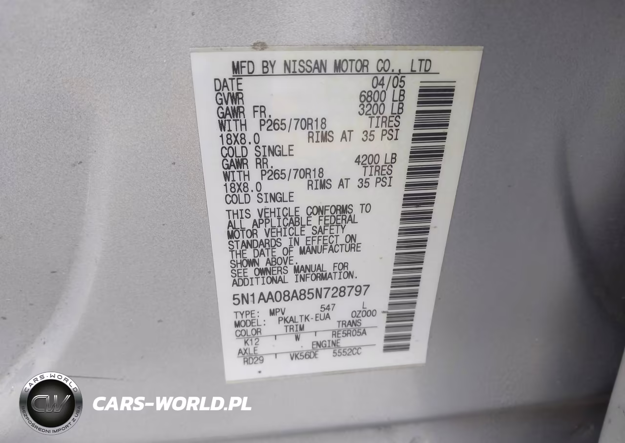 2005 Nissan Armada Se VIN:5N1AA08A85N728797 - 9