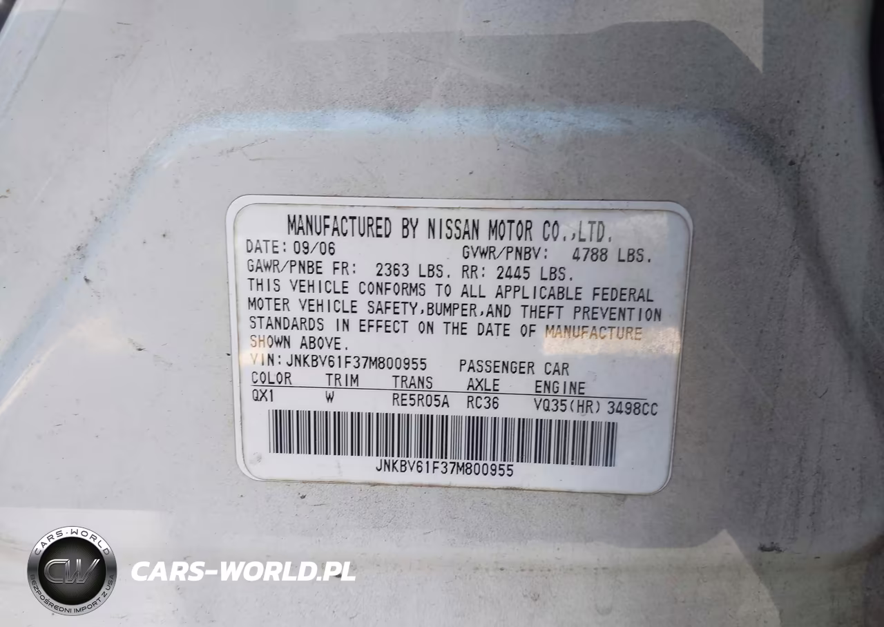 2007 Infiniti G35X VIN:JNKBV61F37M800955 - 9
