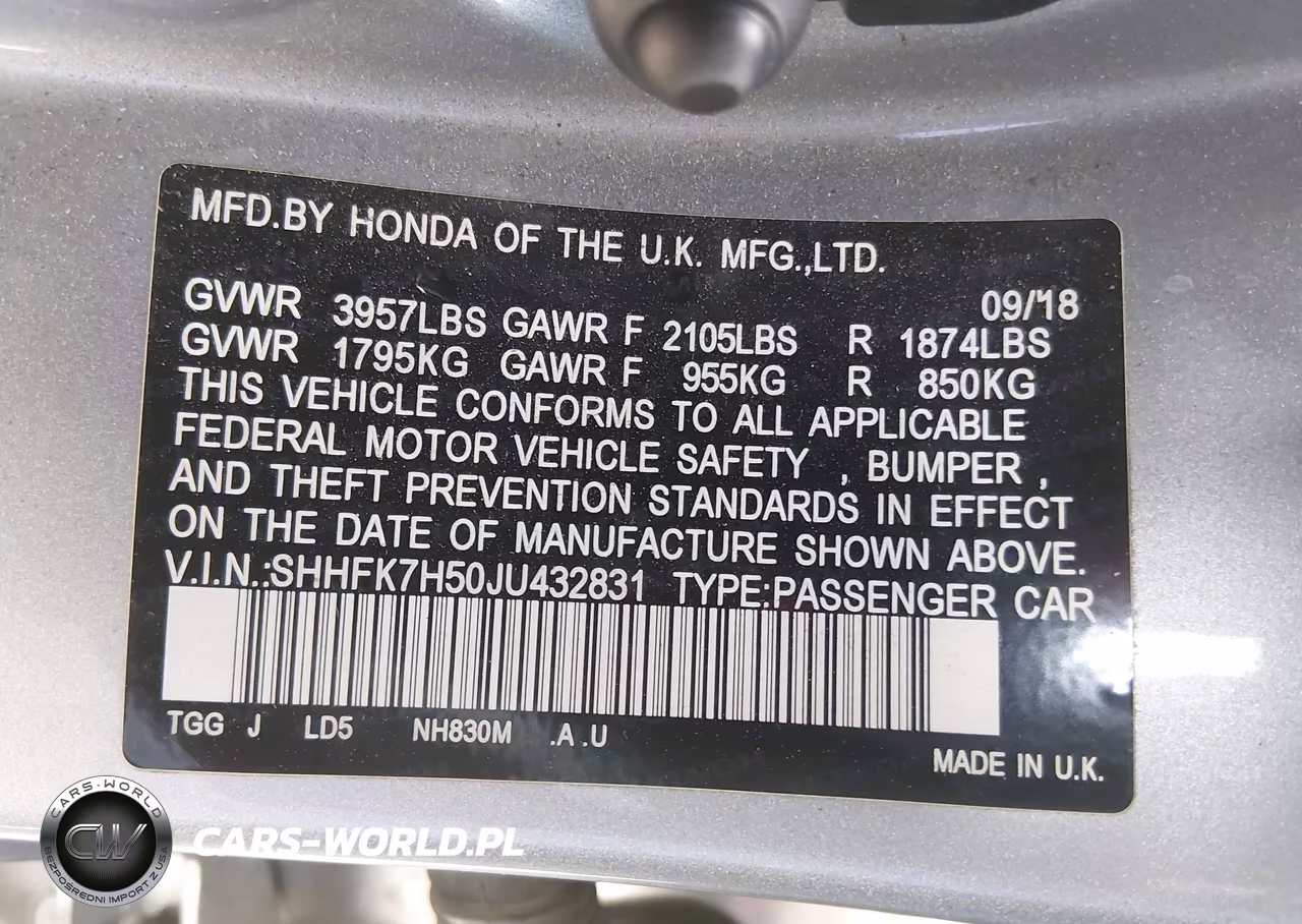 2018 Honda Civic Ex VIN:SHHFK7H50JU432831 - 9