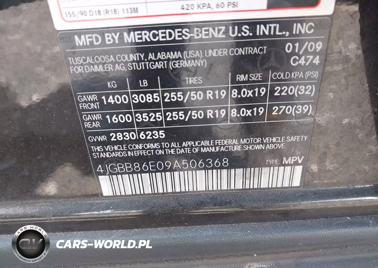 2009 Mercedes-Benz Ml 350 4Matic VIN:4JGBB86E09A506368 - 9
