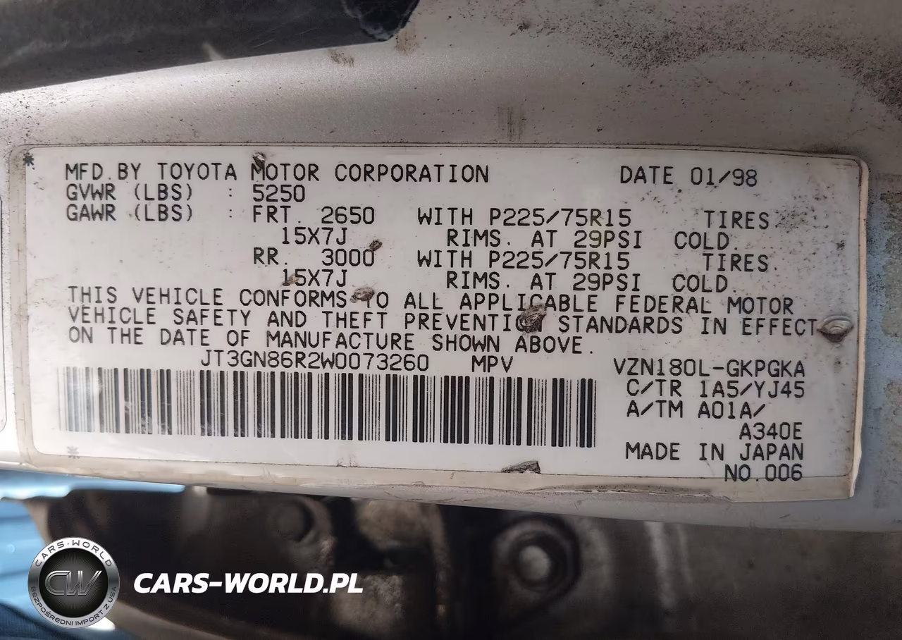1998 Toyota 4Runner Sr5 V6 VIN:JT3GN86R2W0073260 - 9