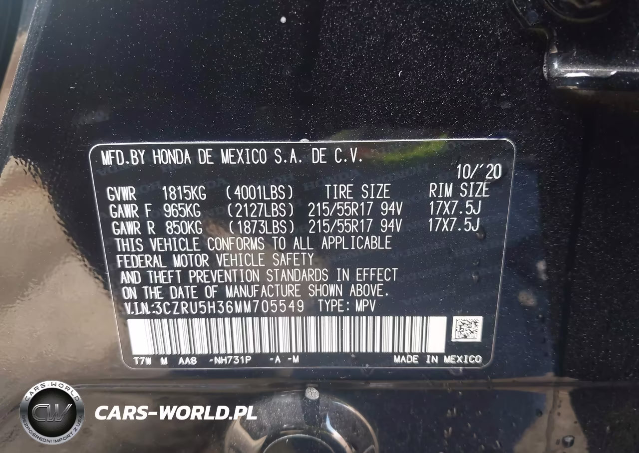 2021 Honda Hr-V 2Wd Lx VIN:3CZRU5H36MM705549 - 9