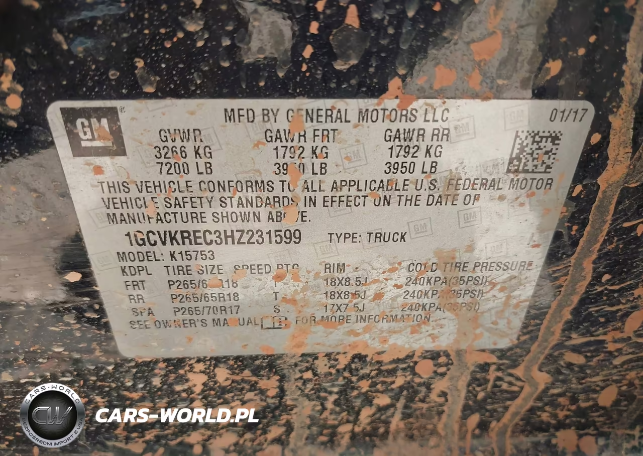 2017 Chevrolet Silverado 1500 2Lt VIN:1GCVKREC3HZ231599 - 9