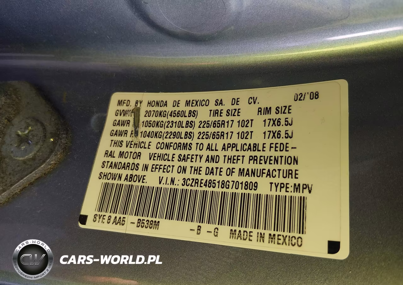2008 Honda Cr-V Ex VIN:3CZRE48518G701809 - 9