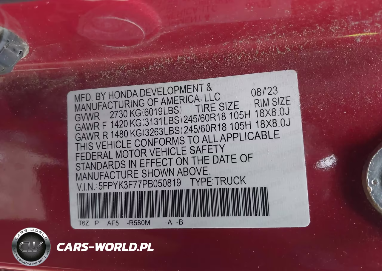 2023 Honda Ridgeline Rtl-E VIN:5FPYK3F77PB050819 - 9