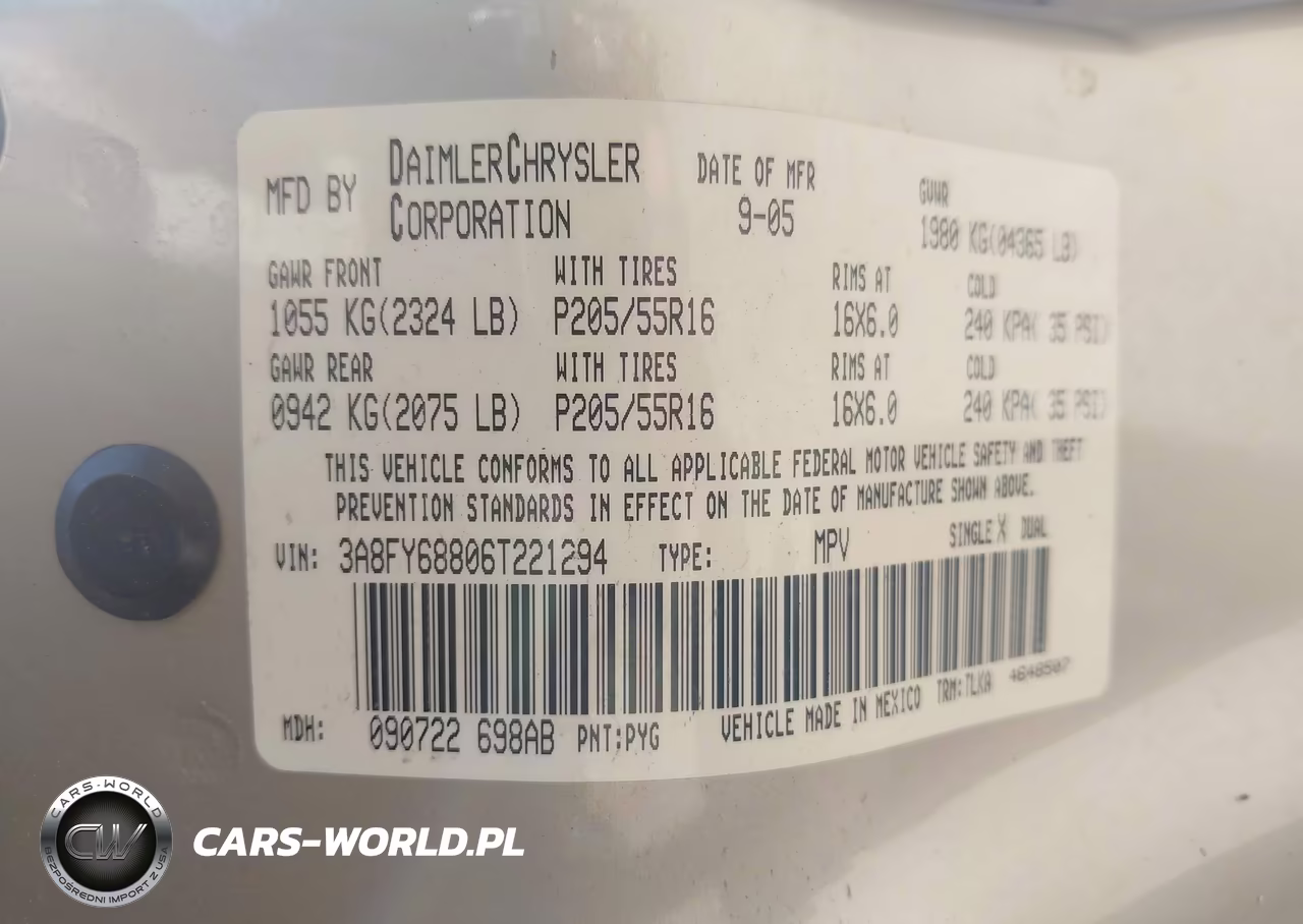 2006 Chrysler Pt Cruiser Limited VIN:3A8FY68806T221294 - 9