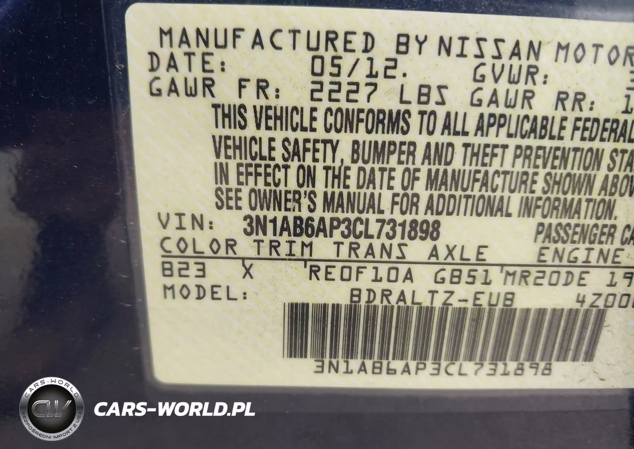 2012 Nissan Sentra 2.0 S VIN:3N1AB6AP3CL731898 - 9