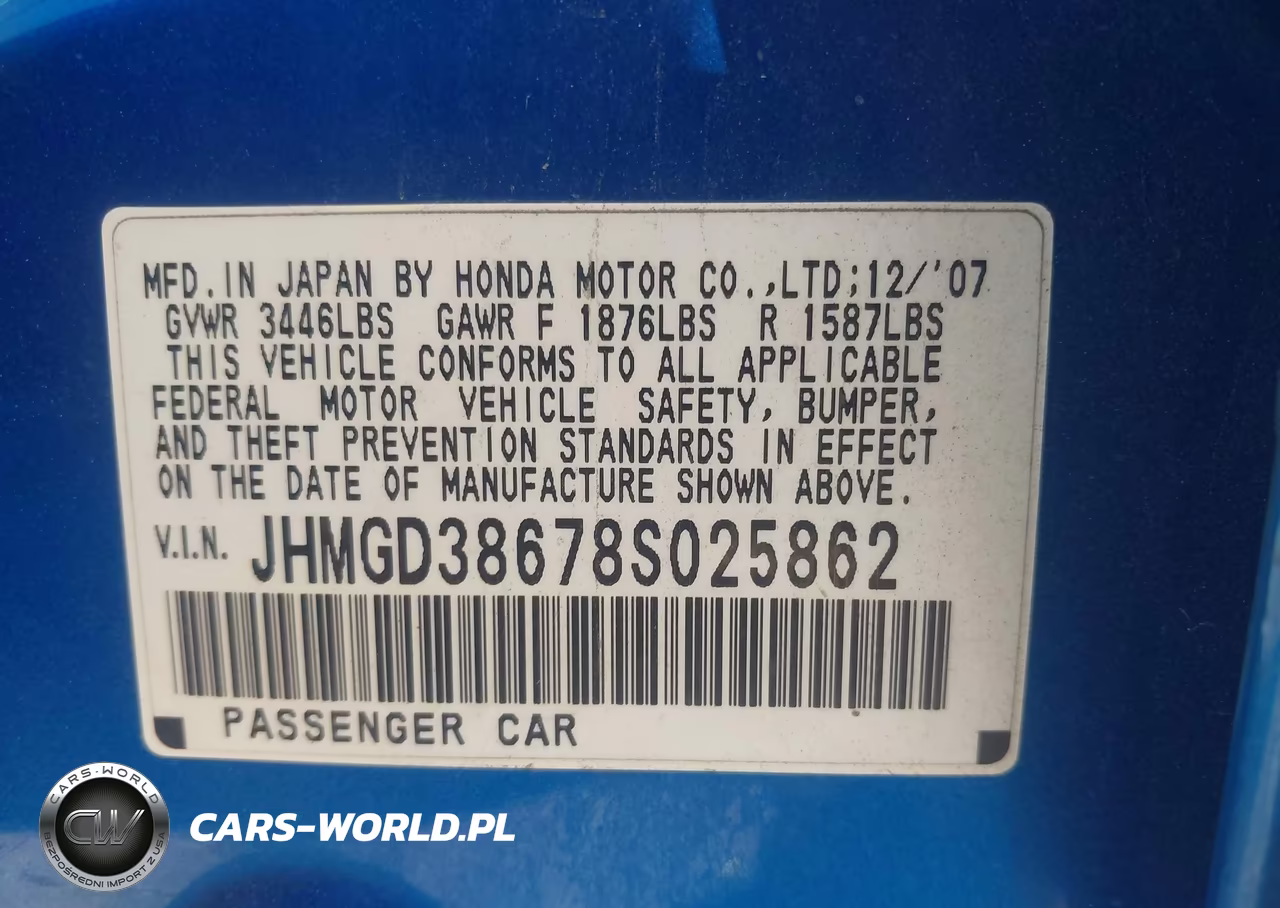 2008 Honda Fit Sport VIN:JHMGD38678S025862 - 9