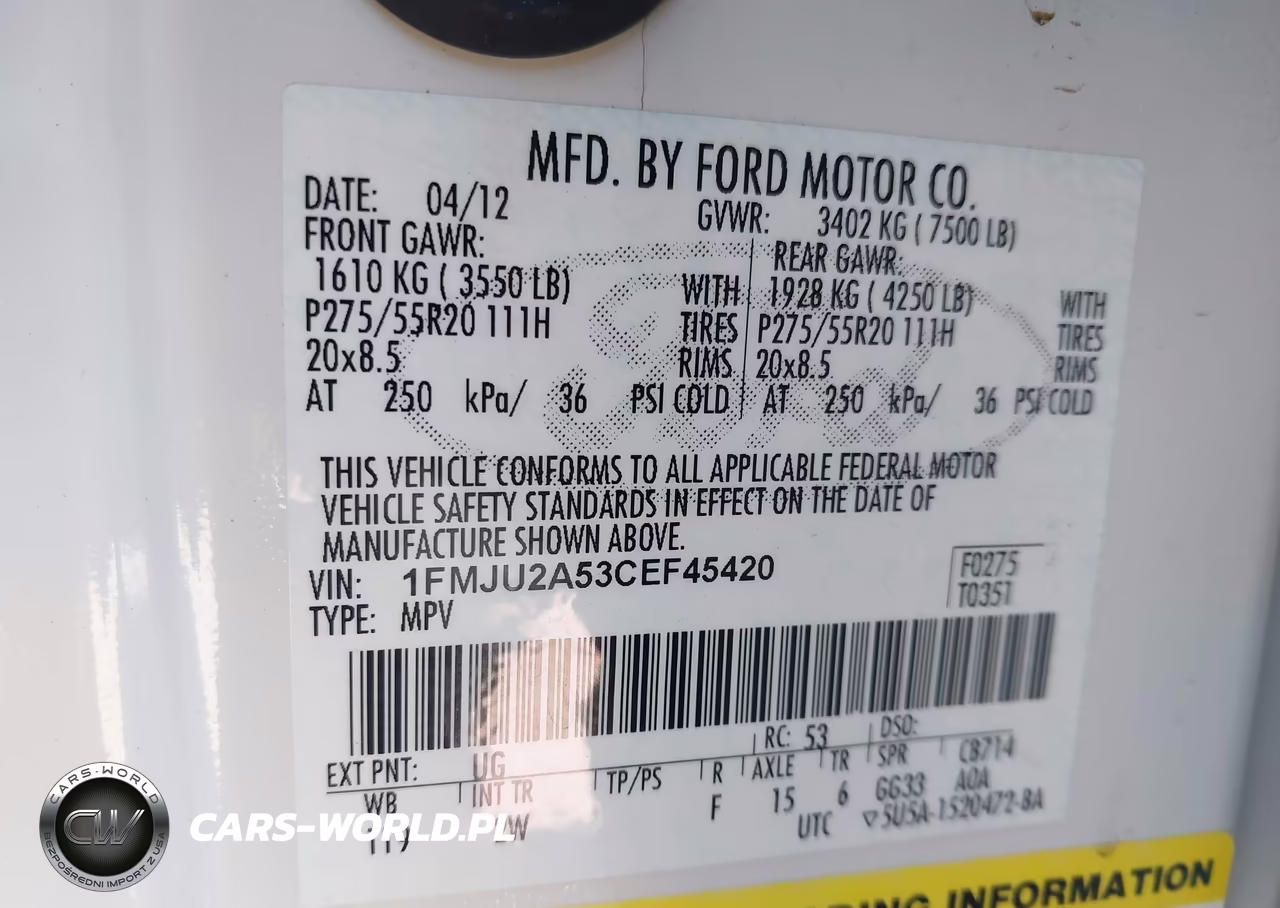 2012 Ford Expedition Limited VIN:1FMJU2A53CEF45420 - 9