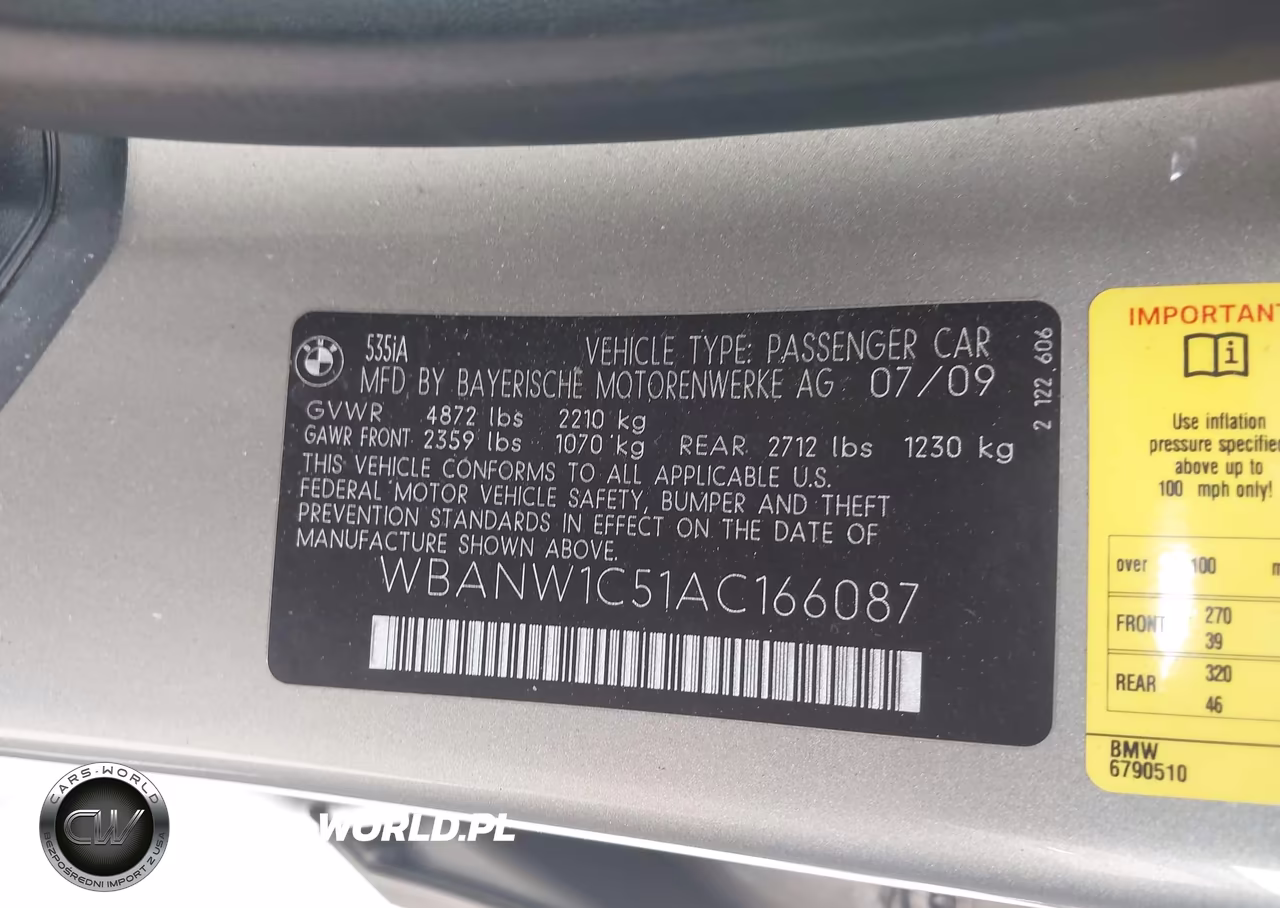 2010 BMW 535I VIN:WBANW1C51AC166087 - 9