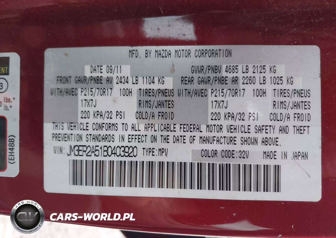 2011 Mazda Cx-7 I Sv VIN:JM3ER2A51B0403920 - 9