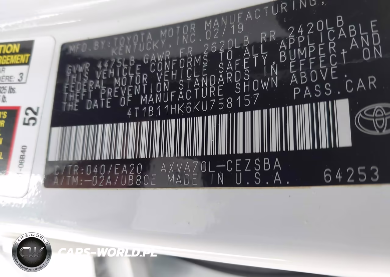 2019 Toyota Camry Se VIN:4T1B11HK6KU758157 - 9